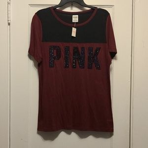 PINK! Maroon and black t-shirt with sequins